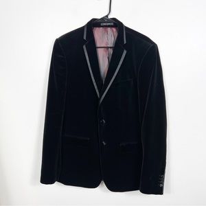 Zara Black Velvet Blazer with Trim